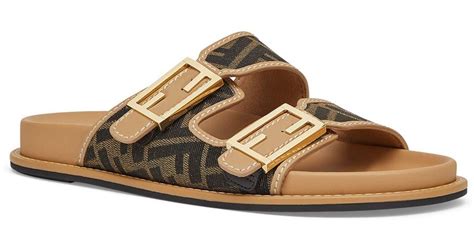 fendi feel dual strap slide sandal|fendi logo slip on sandals.